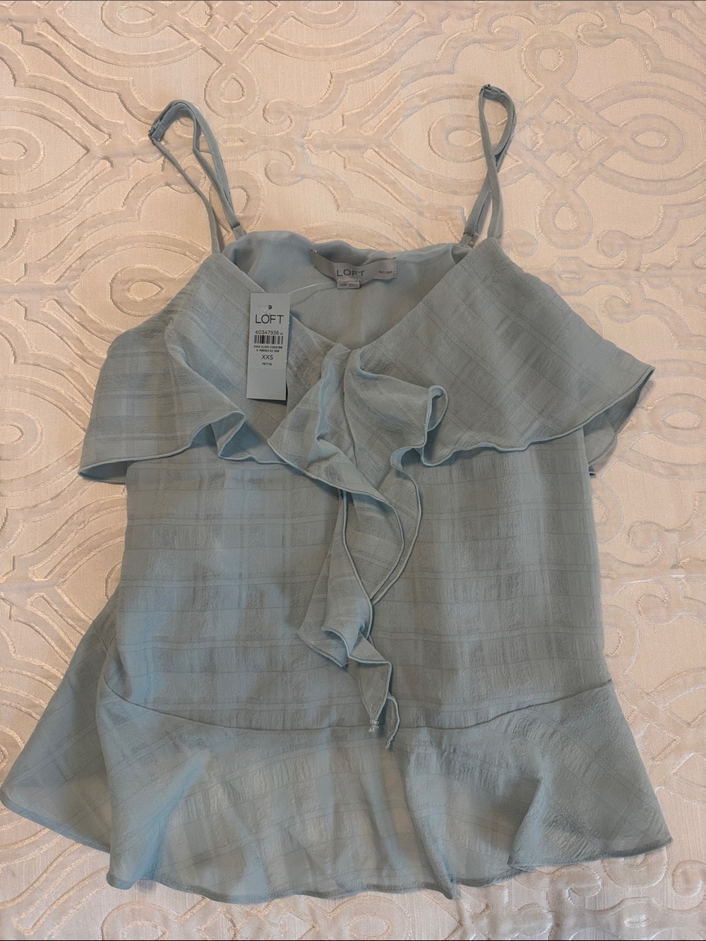 LOFT Sky Blue Ruffle Spaghetti Strap Camisole